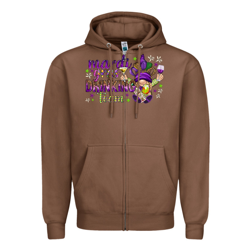 Mardi Gras Drinking Team With Gnome Zipper Hoodie by HowdyJamesFarm | Teevron