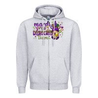 Heather Grey Mardi Gras drinking team with gnome Zipper Hoodie - HowdyJamesFarm