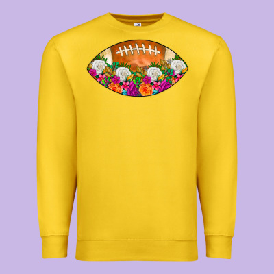 American Football Floral Premium Sweatshirt Designed By Cowcowdesign
