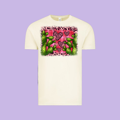 Valentine's Day Cactus Background Vintage Tee Designed By Jahusdesignshop