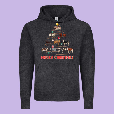 Mooey Christmas Vintage Hoodie Designed By Maliassmallbusiness
