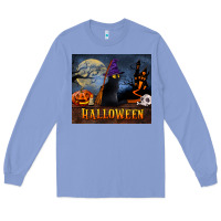 Colony Blue Black Cat Halloween Long Sleeve Tee - LillyAllenDesigns