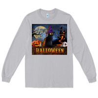 Moon Dust Black Cat Halloween Long Sleeve Tee - LillyAllenDesigns