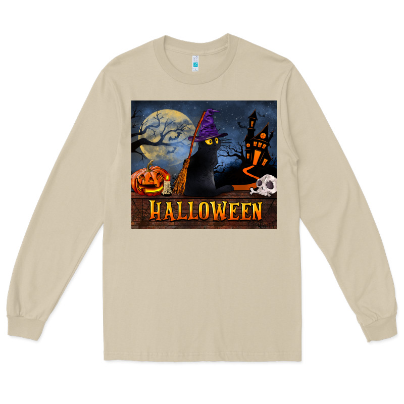 Black Cat Halloween Long Sleeve Tee by LillyAllenDesigns | Teevron