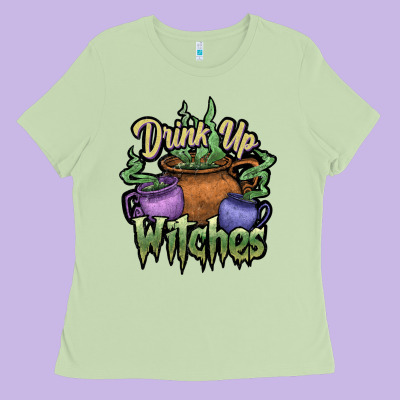 Drink Up Witches White Ladies Tee Designed By Jahusdesignshop
