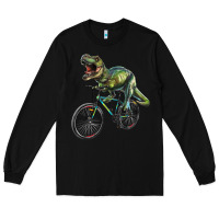 Black t rex dinosaur riding dinosaur Long Sleeve Tee - RanaPortraitStore