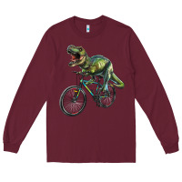 Burgundy t rex dinosaur riding dinosaur Long Sleeve Tee - RanaPortraitStore