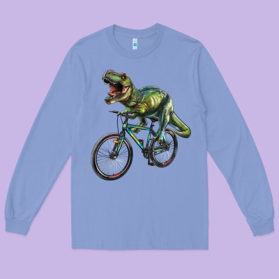 T Rex Dinosaur Riding Dinosaur Long Sleeve Tee Designed By Ranaportraitstore