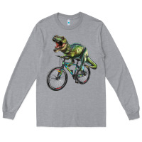 Heather Grey t rex dinosaur riding dinosaur Long Sleeve Tee - RanaPortraitStore