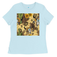 Baby Blue aztec bull skull Ladies Tee - BundleAndBundleShop