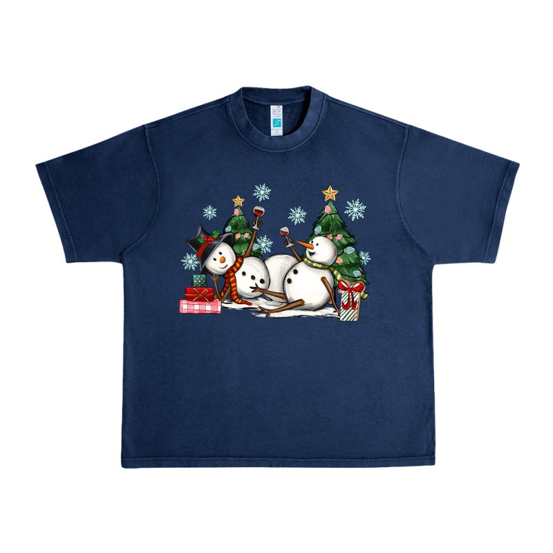 Christmas Snowmen With Wine Urban Heavy Tee by MaliasSmallBusiness | Teevron