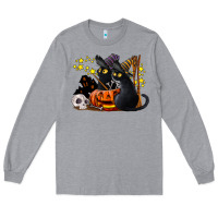 Heather Grey halloween black cats Long Sleeve Tee - LillyAllenDesigns