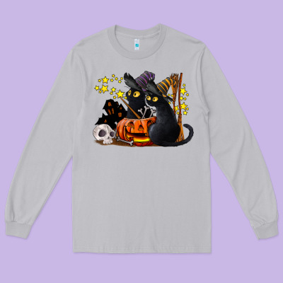 Halloween Black Cats Long Sleeve Tee Designed By Lillyallendesigns