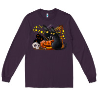 Plum halloween black cats Long Sleeve Tee - LillyAllenDesigns