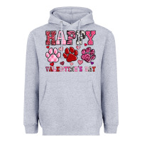 Heather Grey happy valentine's day paws Heavyweight Hoodie - OliviaCreatesArt
