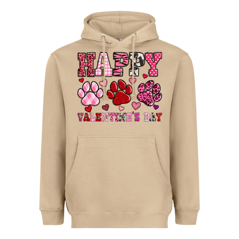 Happy Valentine's Day Paws Heavyweight Hoodie by OliviaCreatesArt | Teevron