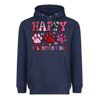 Navy happy valentine's day paws Heavyweight Hoodie - OliviaCreatesArt
