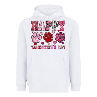 White happy valentine's day paws Heavyweight Hoodie - OliviaCreatesArt