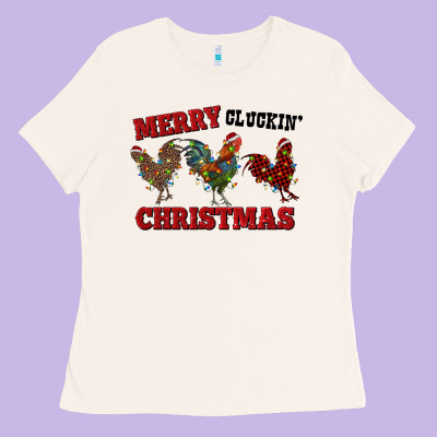 Merry Cluckin' Christmas Ladies Tee Designed By Ranaportraitstore