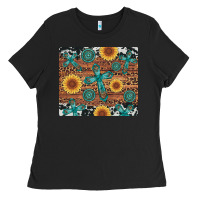 Black cross gemstone and sunflower Ladies Tee - Artiststas
