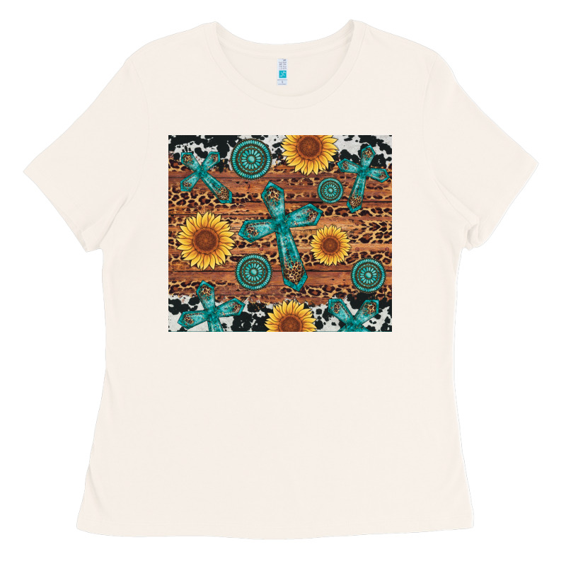 Cross Gemstone And Sunflower Ladies Tee by Artiststas | Teevron