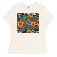 Bone cross gemstone and sunflower Ladies Tee - Artiststas