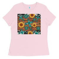 Bubblegum Pink cross gemstone and sunflower Ladies Tee - Artiststas