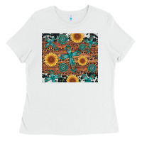 White cross gemstone and sunflower Ladies Tee - Artiststas