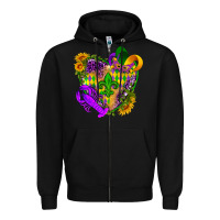 Black Mardi Gras heart Zipper Hoodie - HowdyJamesFarm