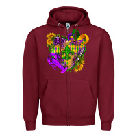 Burgundy Mardi Gras heart Zipper Hoodie - HowdyJamesFarm