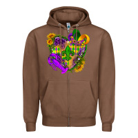 Chestnut Mardi Gras heart Zipper Hoodie - HowdyJamesFarm