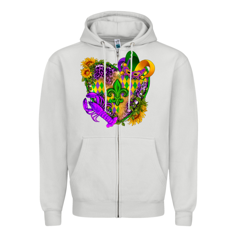 Mardi Gras Heart Zipper Hoodie by HowdyJamesFarm | Teevron
