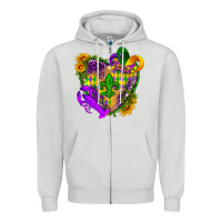 Dove Grey Mardi Gras heart Zipper Hoodie - HowdyJamesFarm
