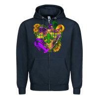 Navy Mardi Gras heart Zipper Hoodie - HowdyJamesFarm