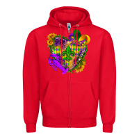 Red Mardi Gras heart Zipper Hoodie - HowdyJamesFarm