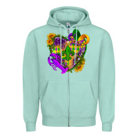 Seafoam Mardi Gras heart Zipper Hoodie - HowdyJamesFarm