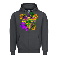 Smoke Mardi Gras heart Zipper Hoodie - HowdyJamesFarm