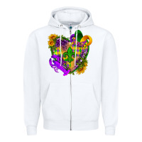 White Mardi Gras heart Zipper Hoodie - HowdyJamesFarm