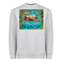 Heather Grey teachers change the world mousepad Heavyweight Sweatshirt - BarkalooDesign