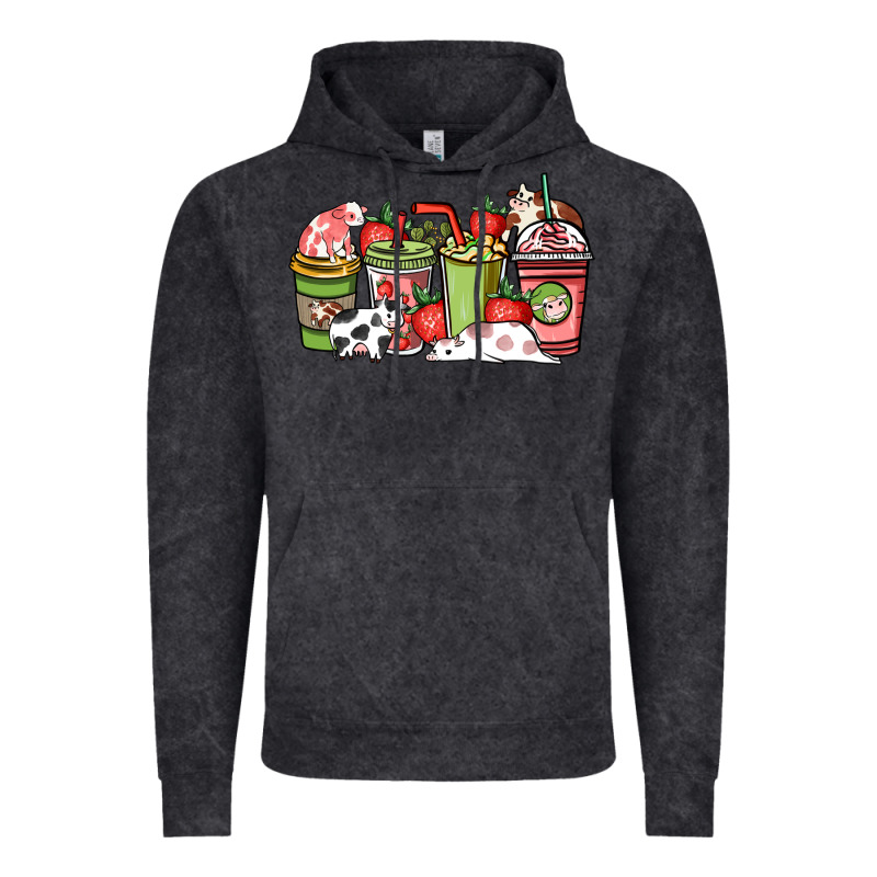 Cow And Strawberry Coffee Cups Vintage Hoodie by NancyCooperArtShop | Teevron