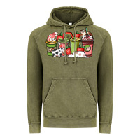 Vintage Olive cow and strawberry coffee cups Vintage Hoodie - NancyCooperArtShop