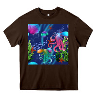 Chocolate Brown undersea Heavy Core Tee - BundleAndBundleShop