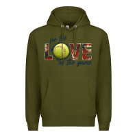 Army Green softball love of the game Premium Hoodie - JahusDesignShop