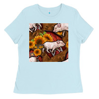 Baby Blue pig and barn Ladies Tee - BundleAndBundleShop
