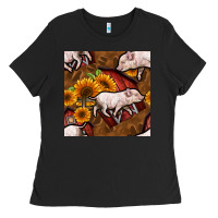 Black pig and barn Ladies Tee - BundleAndBundleShop