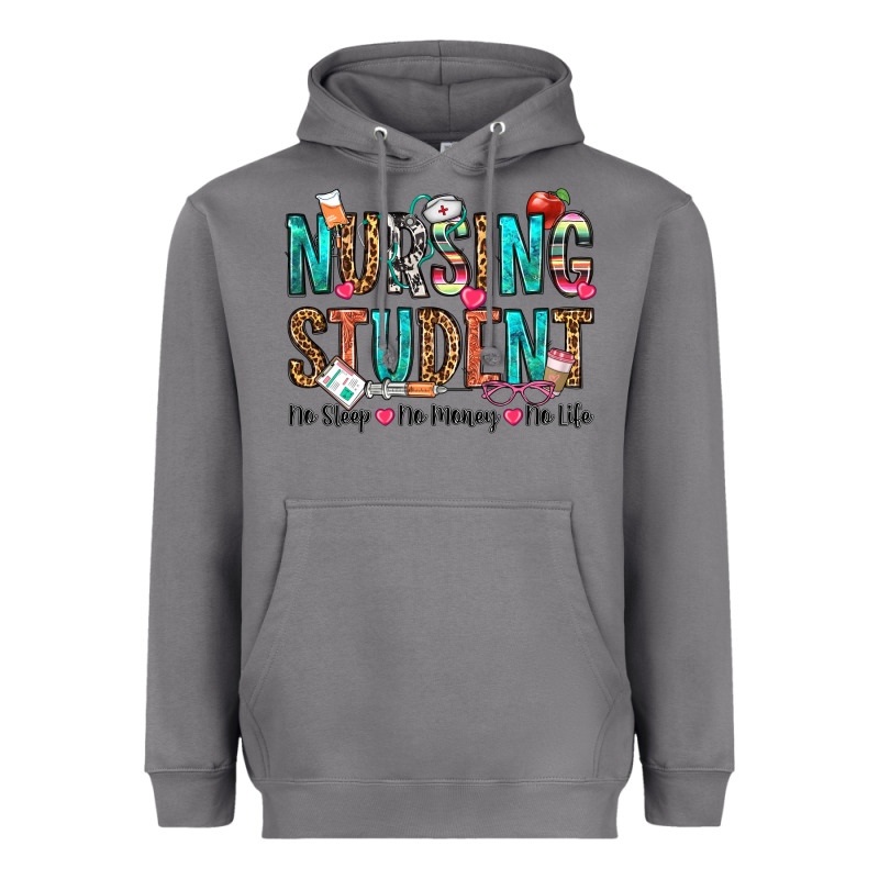 Nursing Student No Sleep No Money No Life Heavyweight Hoodie by OliviaCreatesArt | Teevron