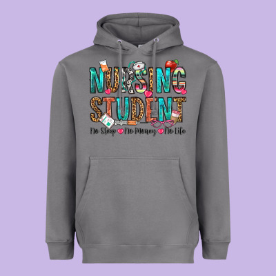 Nursing Student No Sleep No Money No Life Heavyweight Hoodie Designed By Oliviacreatesart