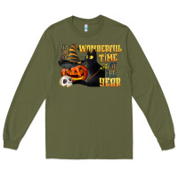 Army Green wonderful time of the year halloween Long Sleeve Tee - LillyAllenDesigns