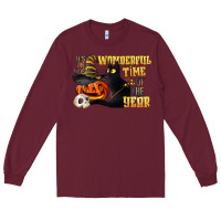 Burgundy wonderful time of the year halloween Long Sleeve Tee - LillyAllenDesigns