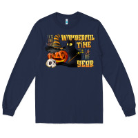 Navy wonderful time of the year halloween Long Sleeve Tee - LillyAllenDesigns
